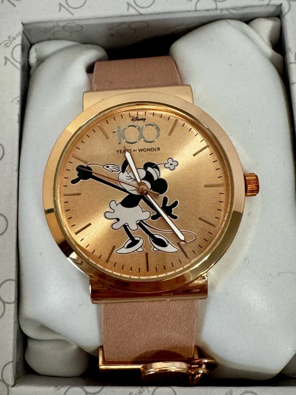 Disney Rose Gold Mickey Mouse Watch with Pink Leather Strap